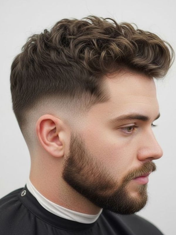Curved Fringe with Low Taper Fade