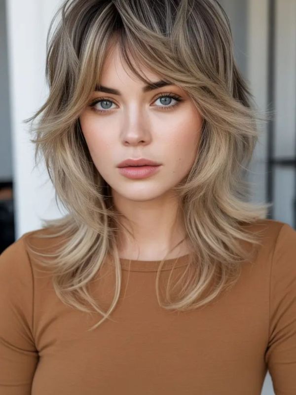 Layered Wolf Hybrid Modern Mullet Cut Women