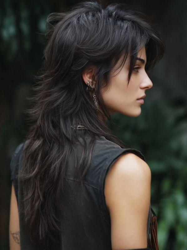 Long Layered Mullet Cut Women – Flowing Back Length