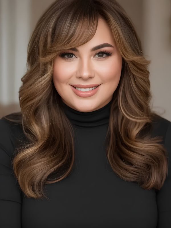 Medium-Length Cut with Side-Swept Bangs