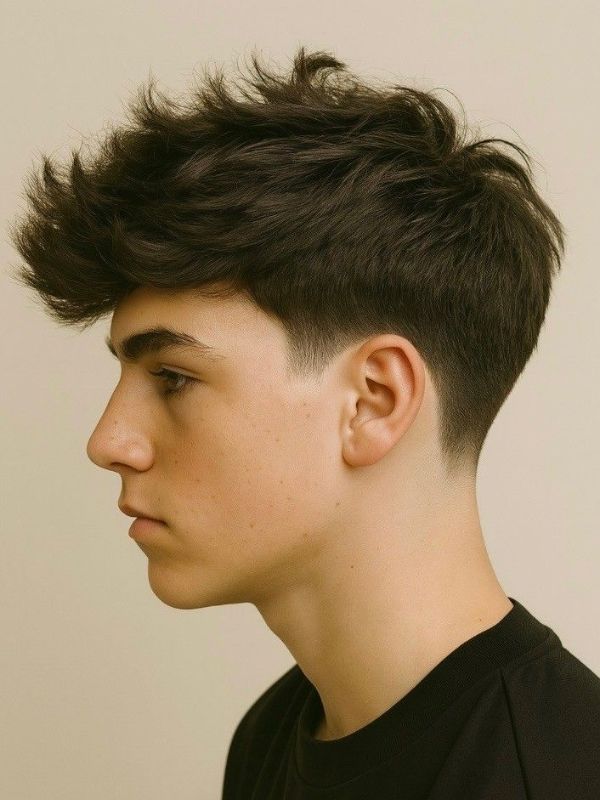 Messy Low Taper Fade with Textured Fringe