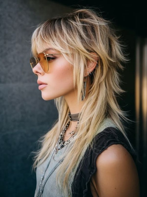 Rock Inspired Modern Shaggy Mullet Woman