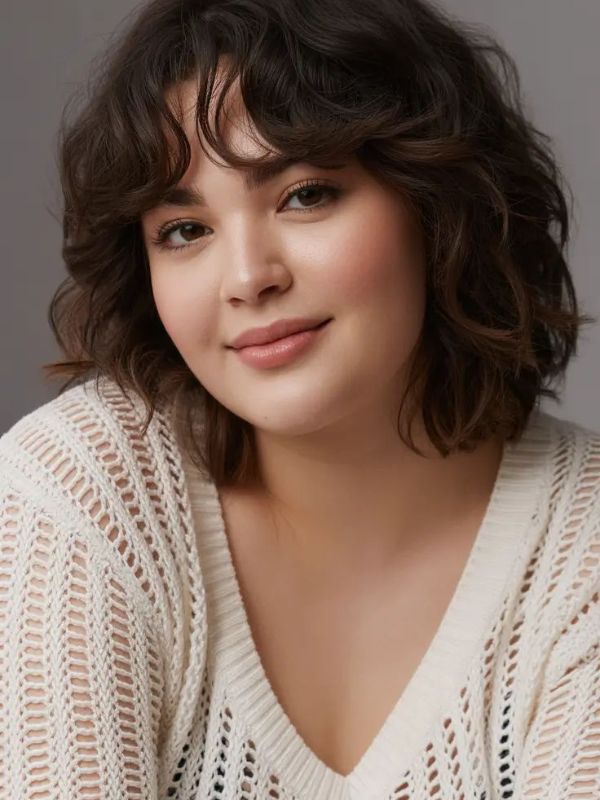 Textured Medium Shag for Double Chin