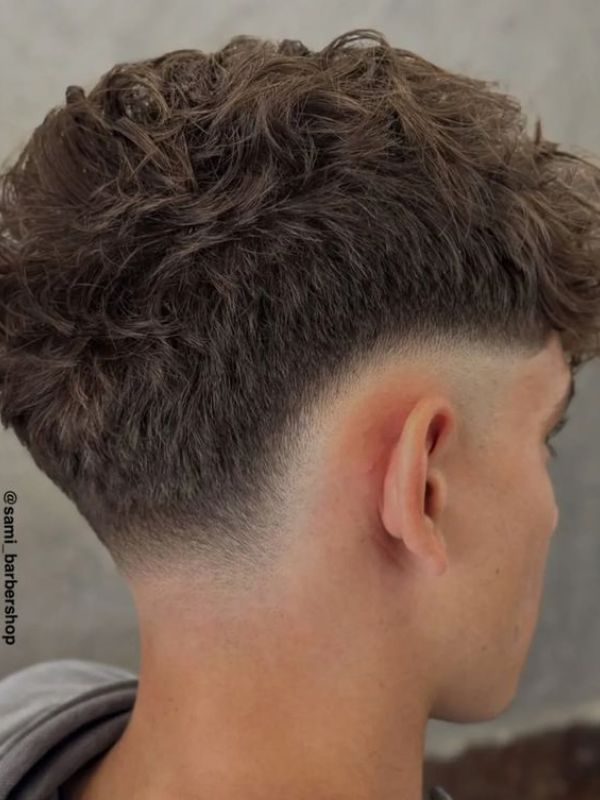 Curly Burst Fade Mullet