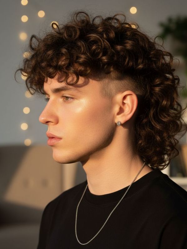 Curly Mohawk-Inspired Taper Mullet