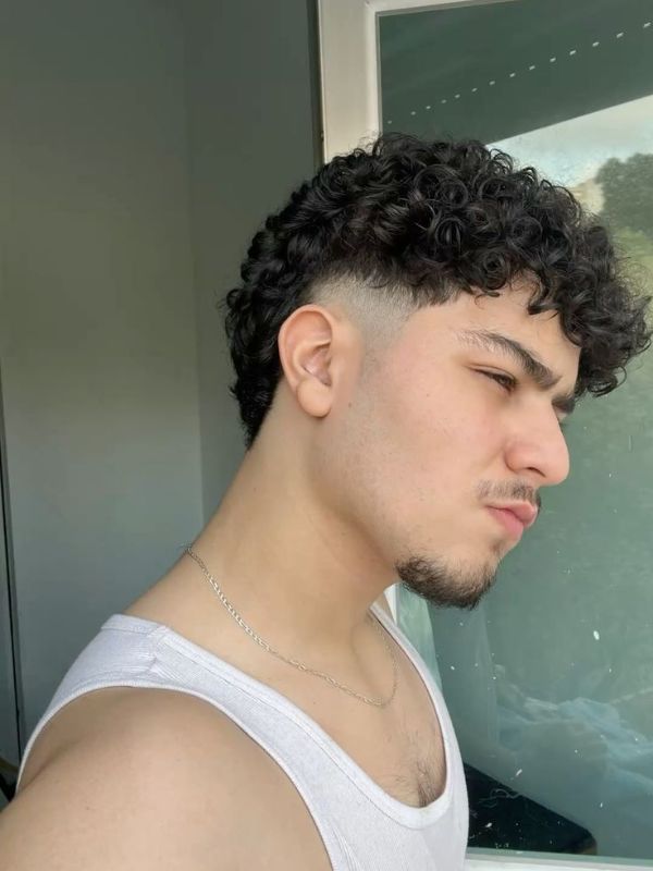 Curly Taper Mullet with Fringe