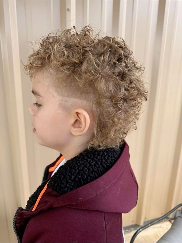 Curly and Wavy kids Mohawk Mullet
