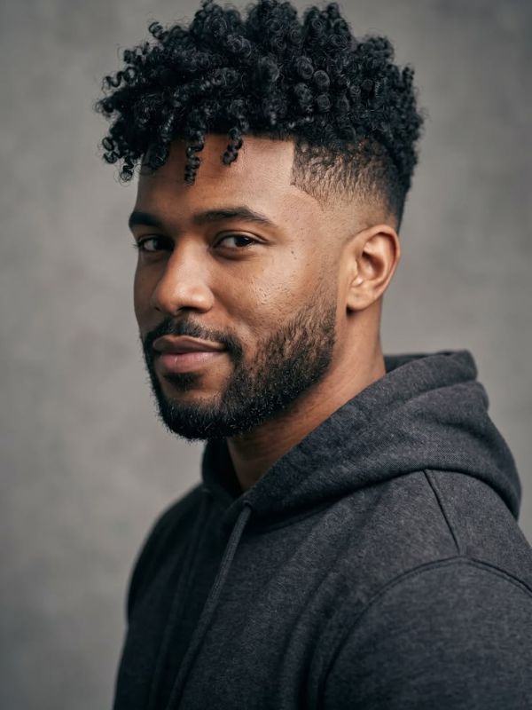 High Taper Fade with Curls