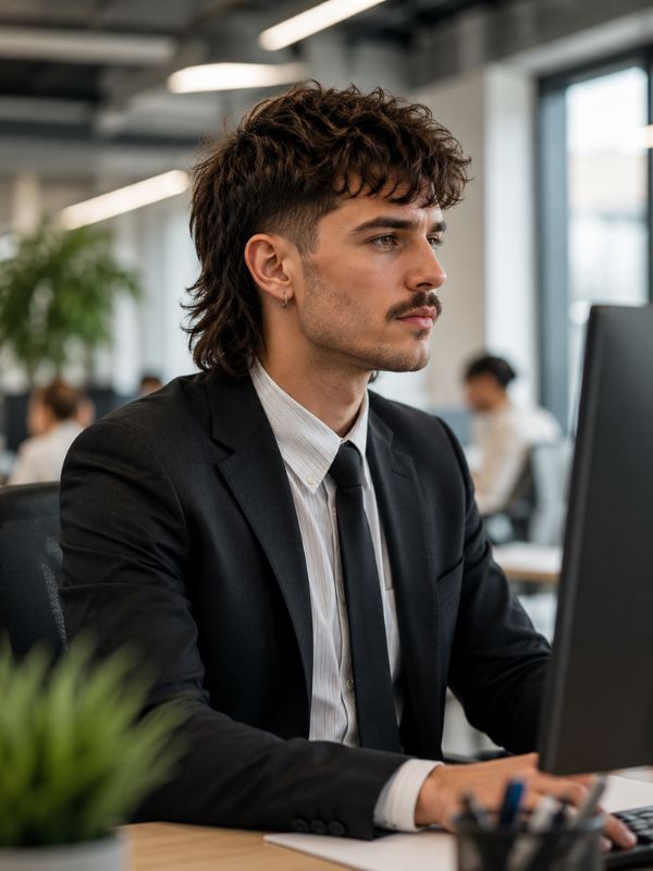 Modern Mullet Men at the Workplace