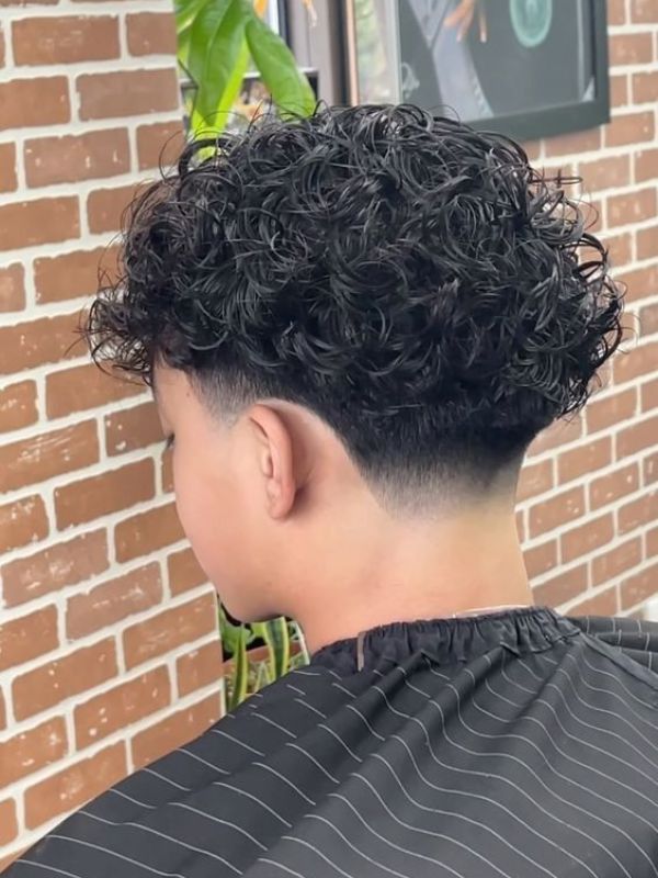 Taper Fade Mullet with Tight Curls