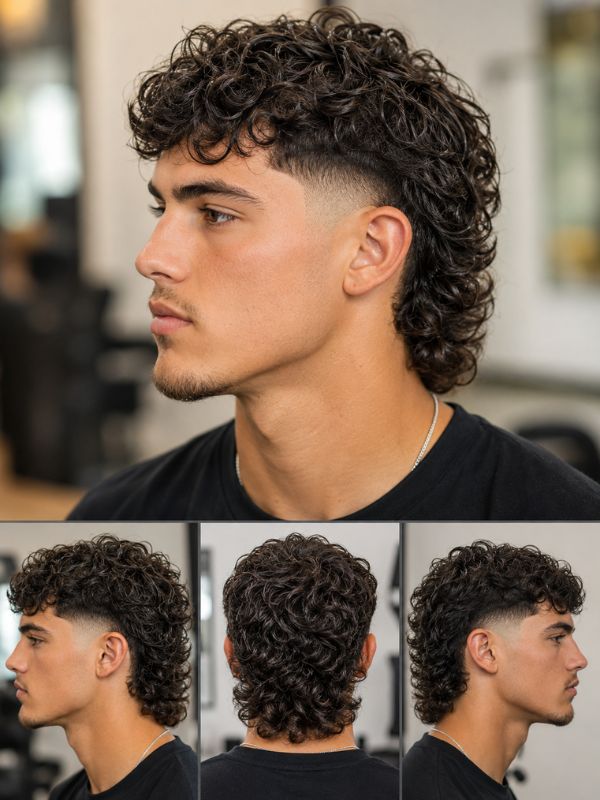 What Is a Curly Taper Fade Mullet