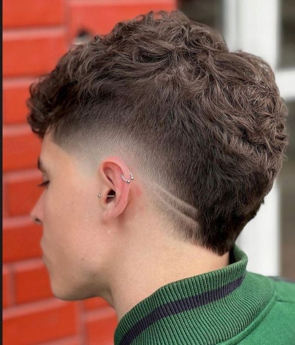 Burst Fade Curly Mullet