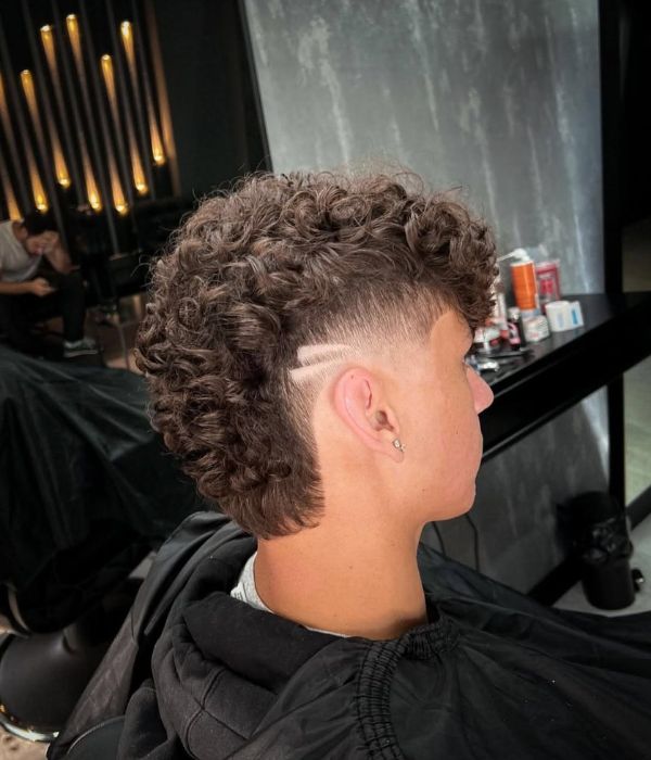 Curly Mohawk Mullet Fade