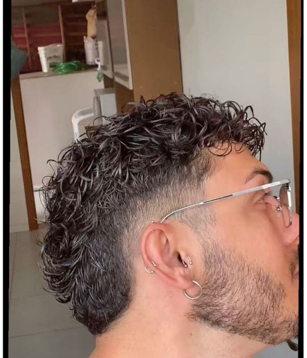 Disconnected Curly Mullet Fade