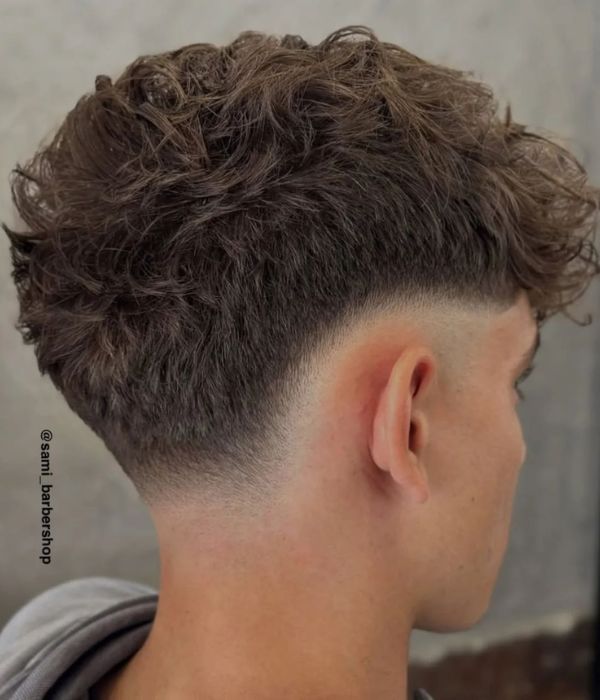Low Fade Curly Mullet