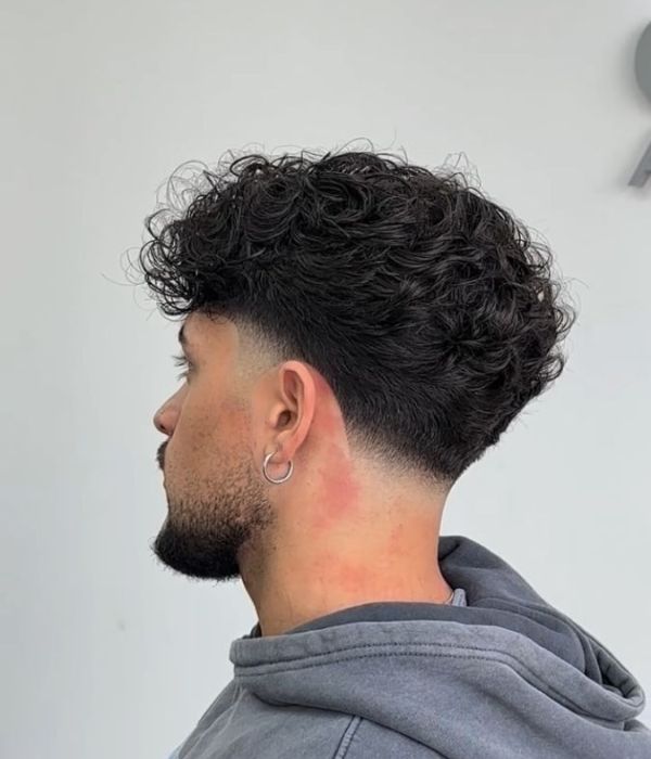 Short Curly Mullet Fade