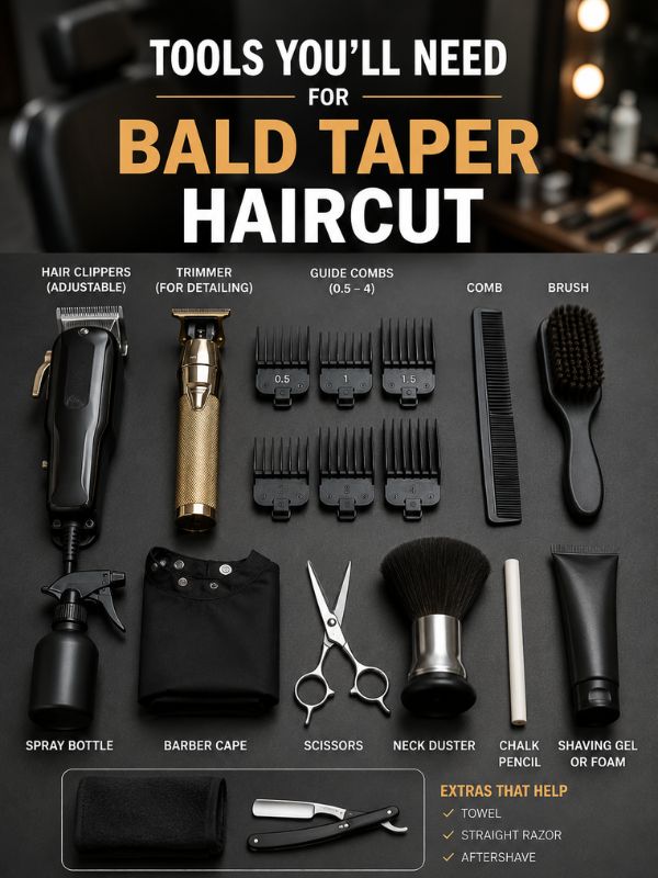 Tools you’ll need for bald taper haircut