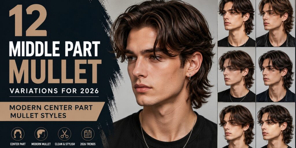 12 Middle Part Mullet Variations for 2026 Modern Center Part Mullet Styles