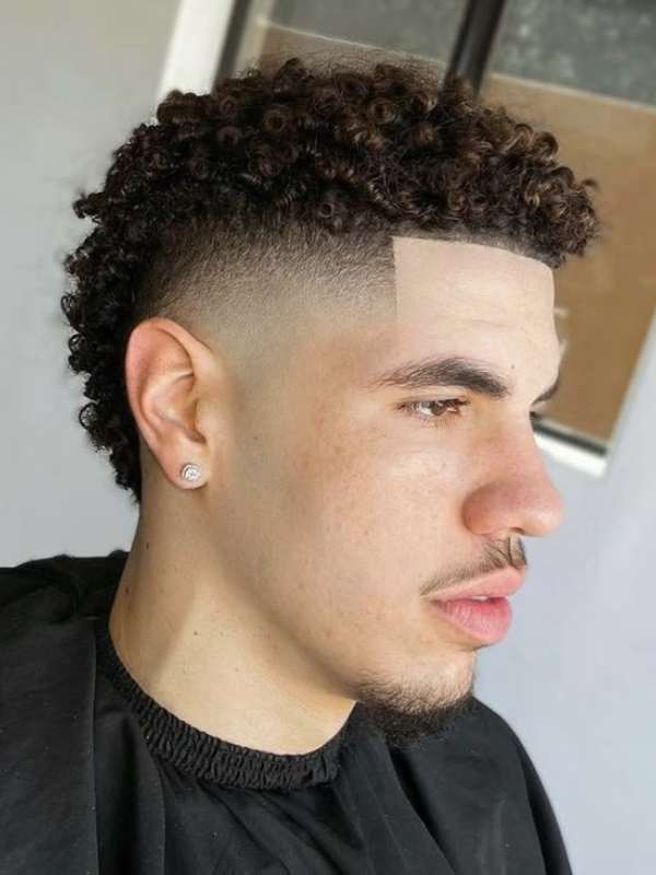 Afro Burst Fade Mullet