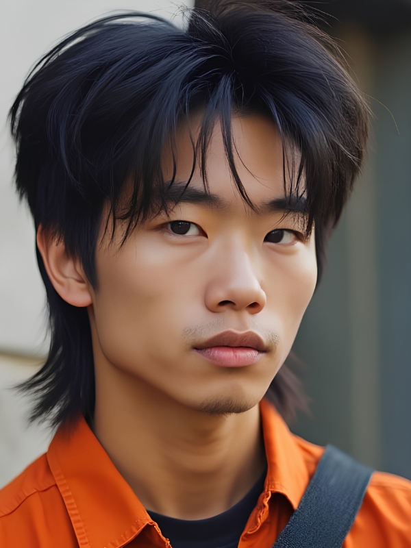 Asian Middle-Part Mullet