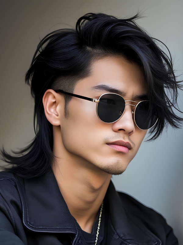 Asian mullet hairstyle men long hair