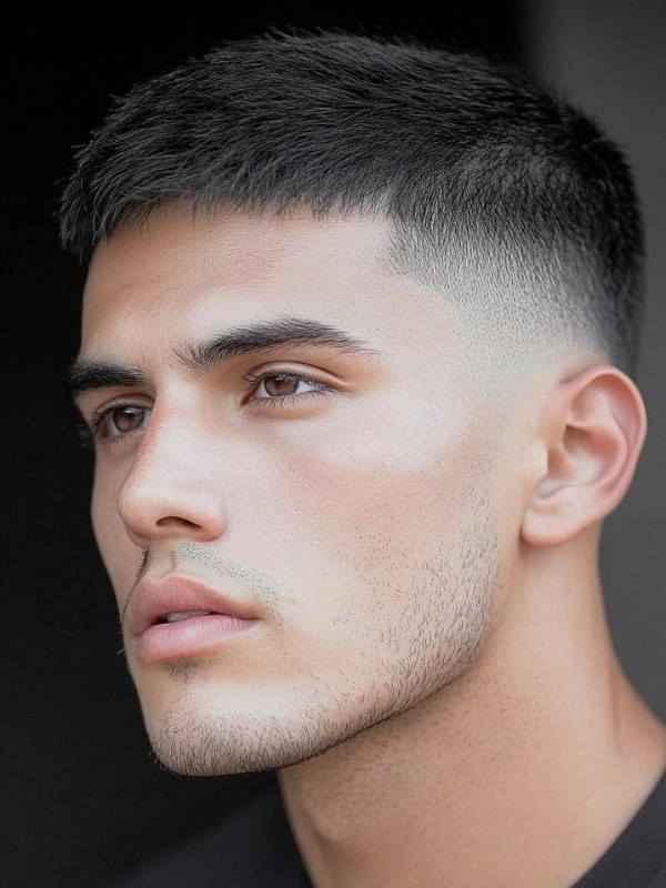 Buzz Cut with Fade for a Clean and Modern Hairstyle