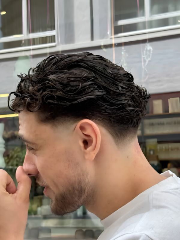 Classic Wavy Hair Burst Fade