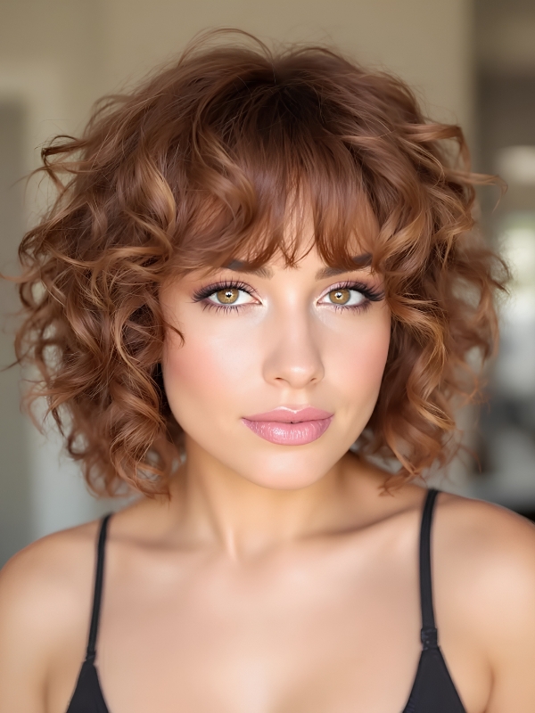 Curly Bob with Bangs