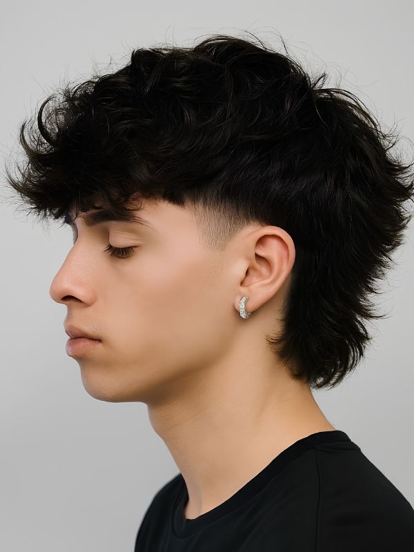 Curly Low Taper Fade Mullet