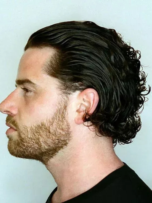 Curly Slick Back Burst Fade