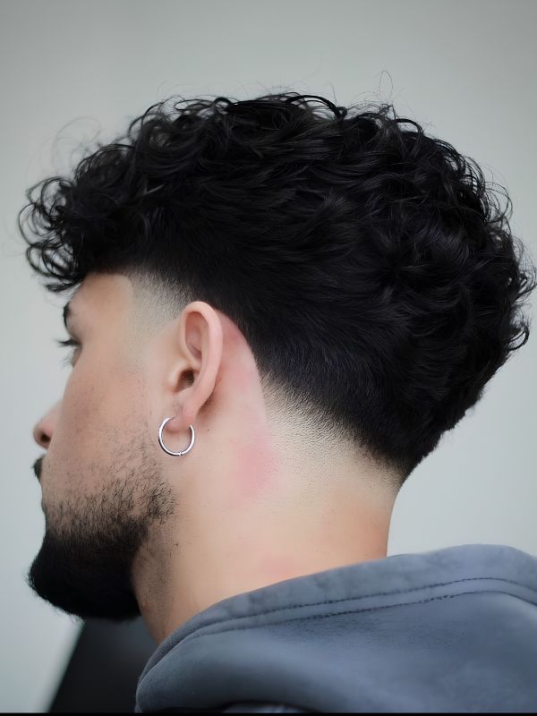 High Burst Fade with Wavy Top