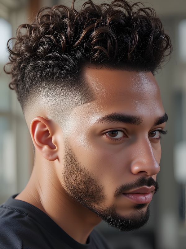 High Taper Fade With Curly Hair