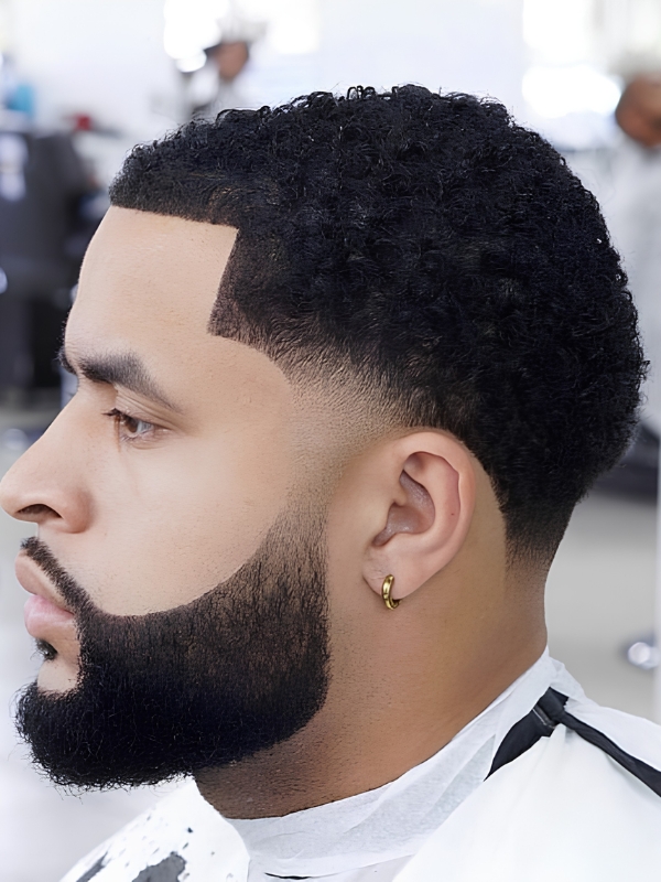 Low Taper Afro with Beard