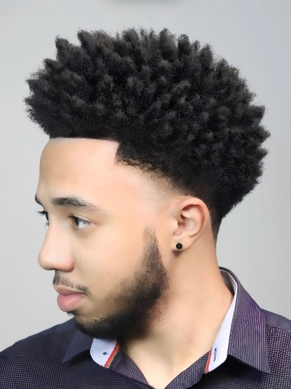 Low Taper Fade Afro with Twist