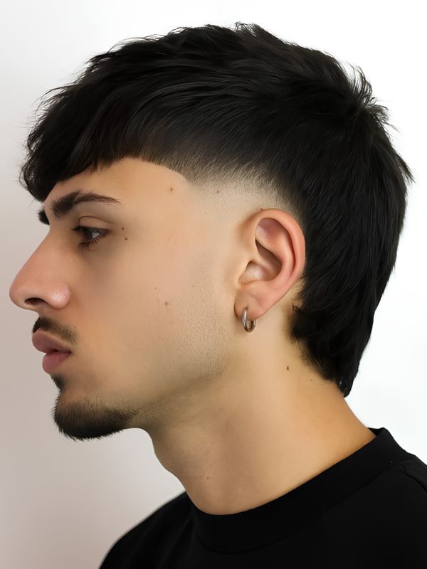Low Taper Fade Mullet with Natural Volume