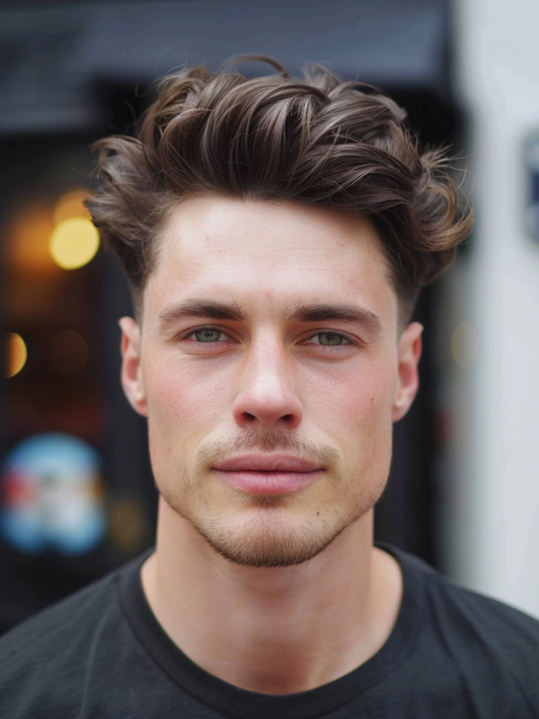Messy Wavy Quiff with Low Taper