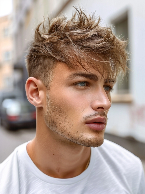 Messy low taper fade fringe straight hair