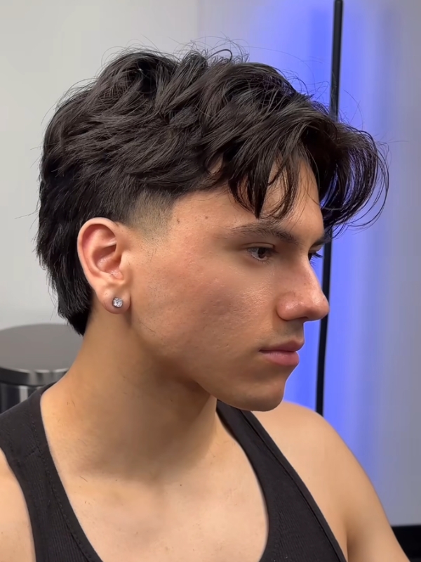 Middle part modern mullet men