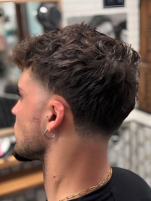 Modern wavy hair burst fade straight hair