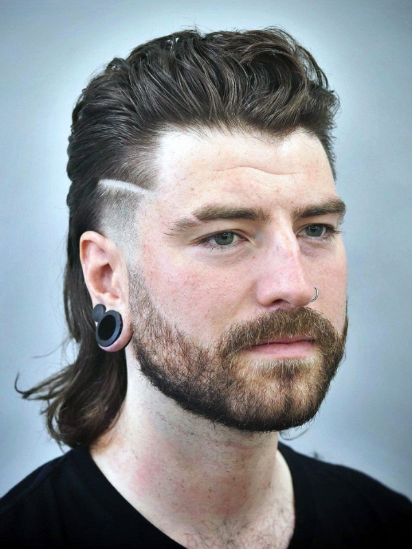 Slick Back Mullet Burst Fade
