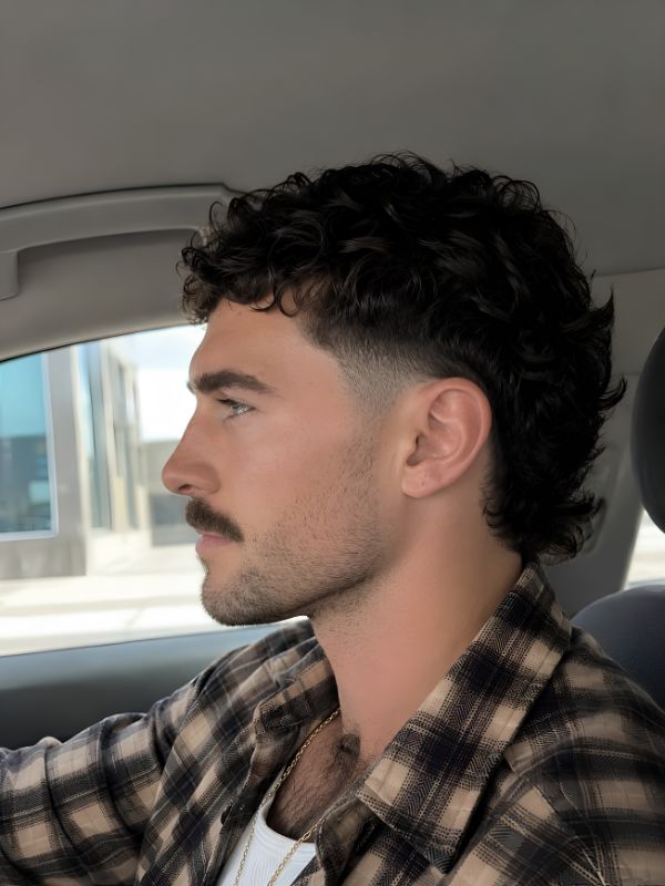 Slicked-Back Wavy Burst Fade