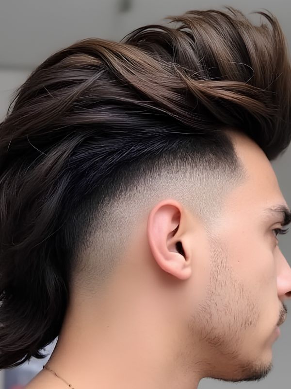 Straight Hair Low Taper Fade Mullet