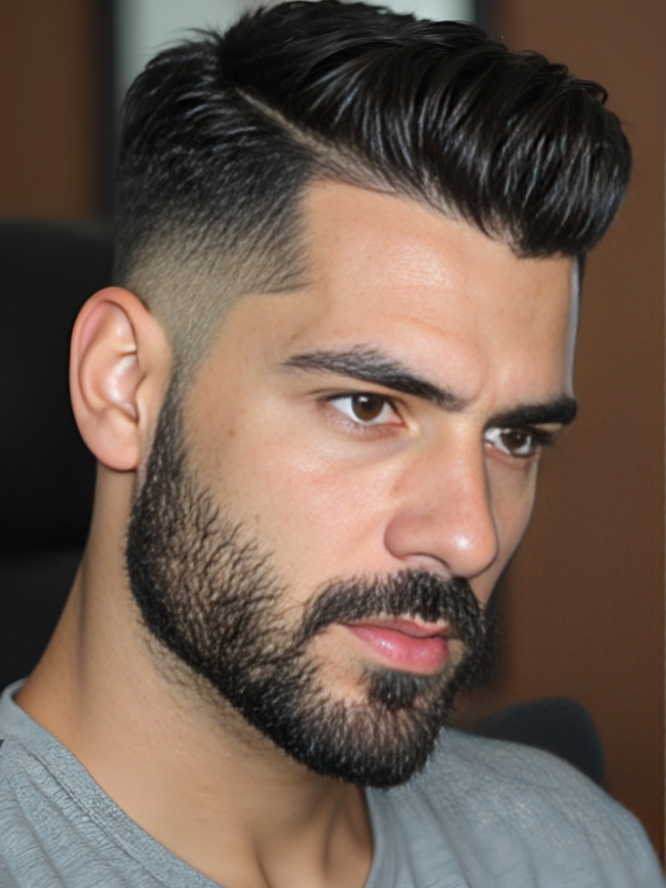 Thin Hair Slick Back Burst Fade
