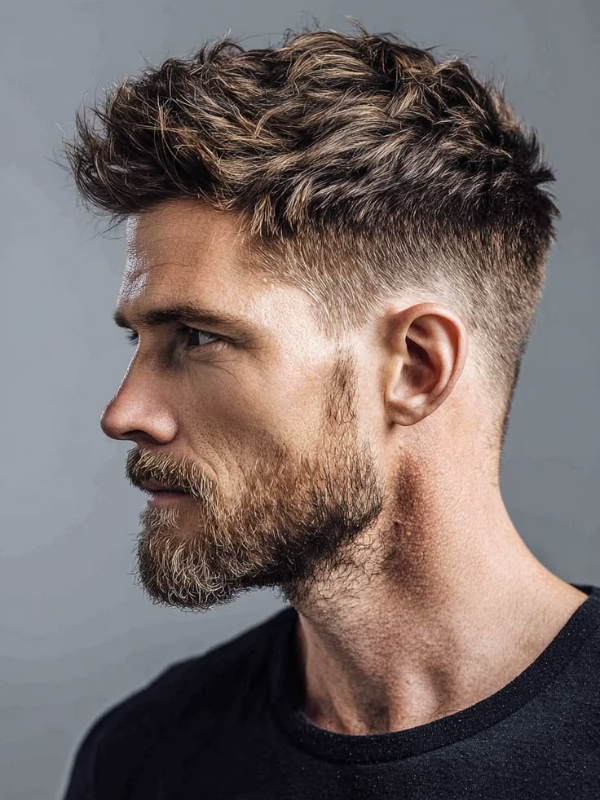 Tousled Short Quiff with Low Fade