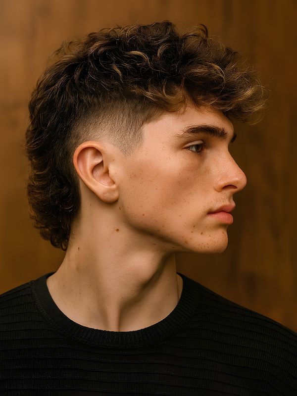 Wavy Low Taper Fade Mullet