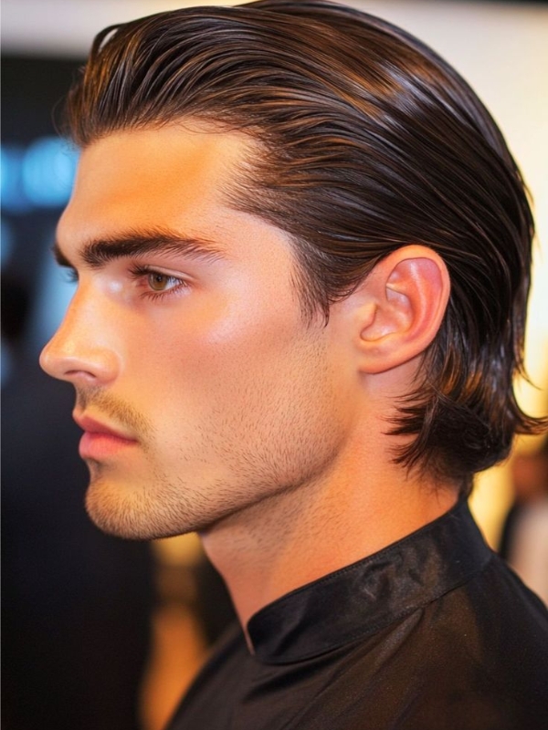 Wet Look Slick Back Burst Fade