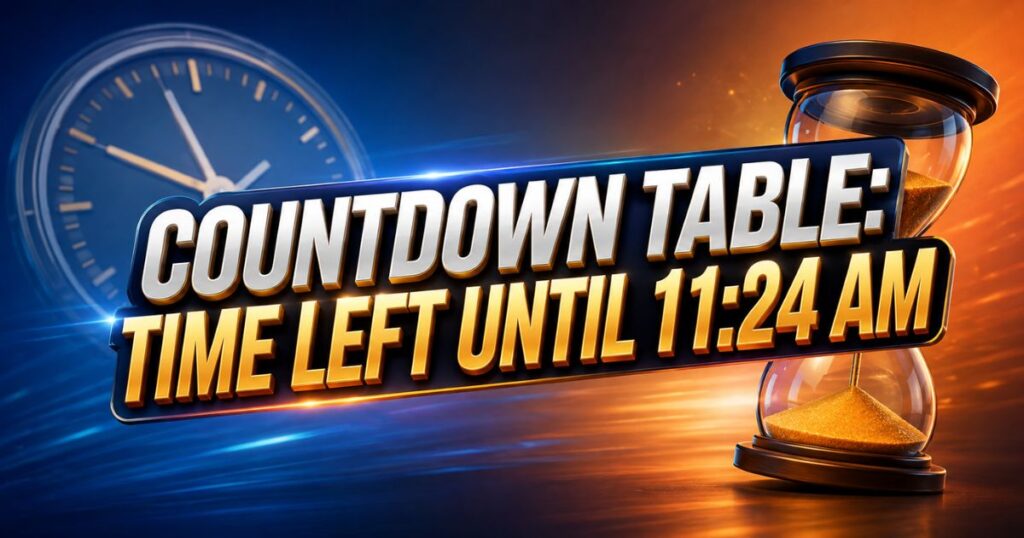 Countdown Table Time Left Until 1124 AM