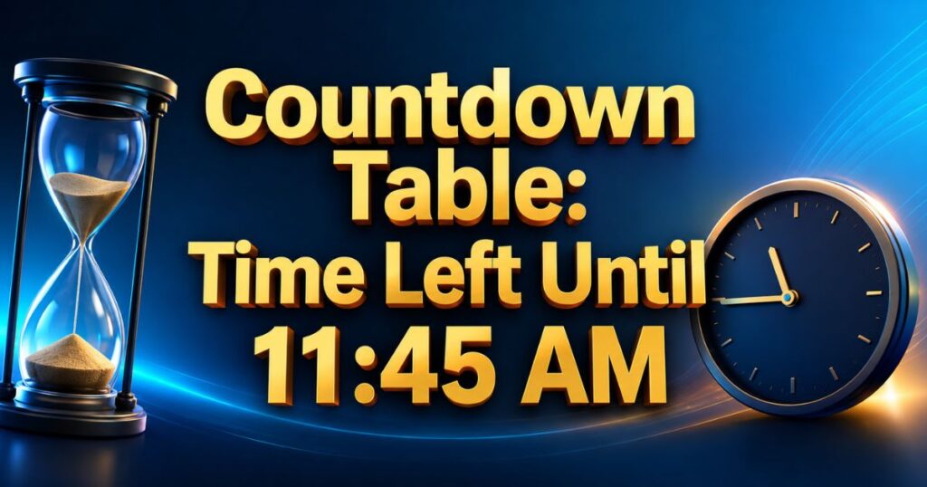 Countdown Table Time Left Until 1145 AM