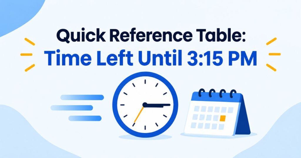Quick Reference Table Time Left Until 315 PM